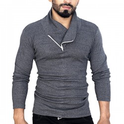 Charcoal Pannel Zipper Sweat Shirt